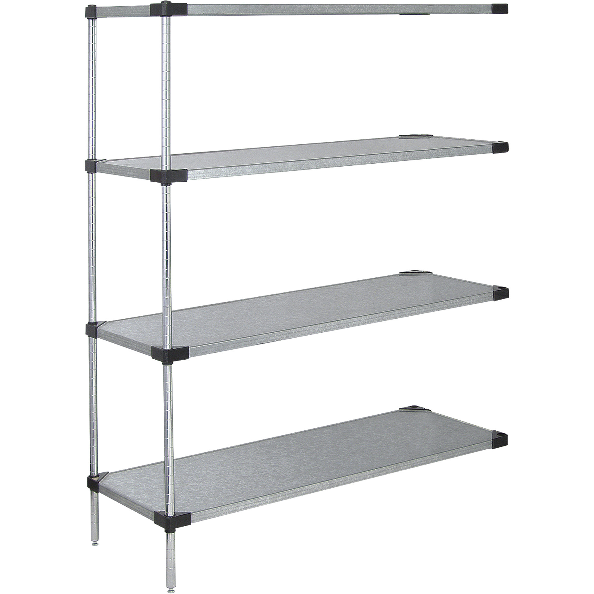 Quantum Solid Shelf Unit System, 63in.H Add-On Unit with 4 60in.W x 24in.D Shelves, Model# AD63-2460SG